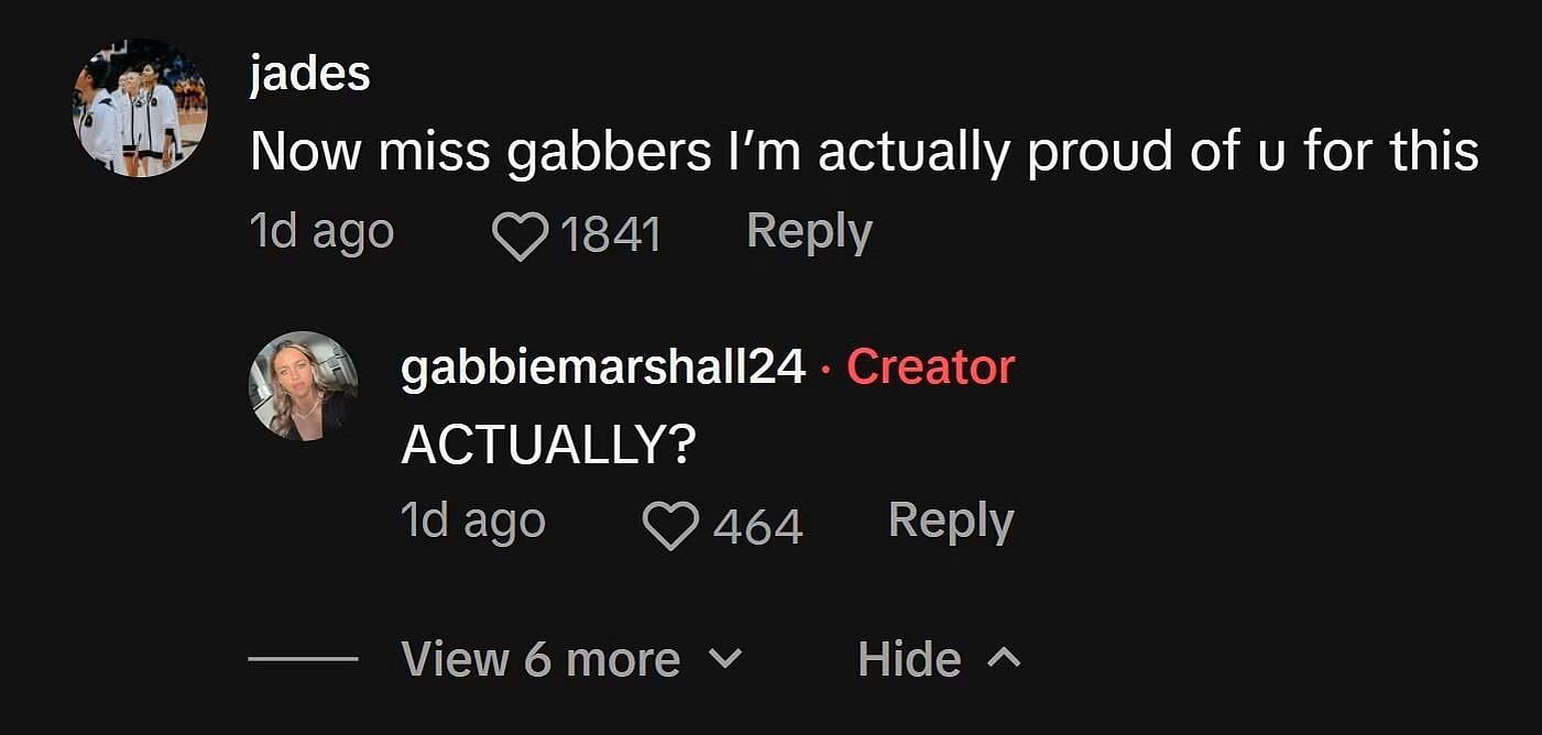 Jada Gyamfi comments on Gabbie's TikTok