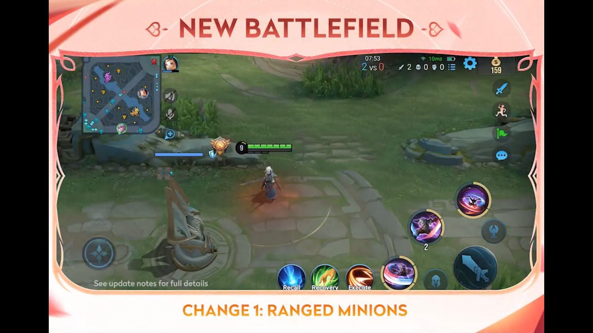 Upgraded minions will emerge after destroying all of the opposing team&#039;s high-ground towers (Image via Level Infinite)