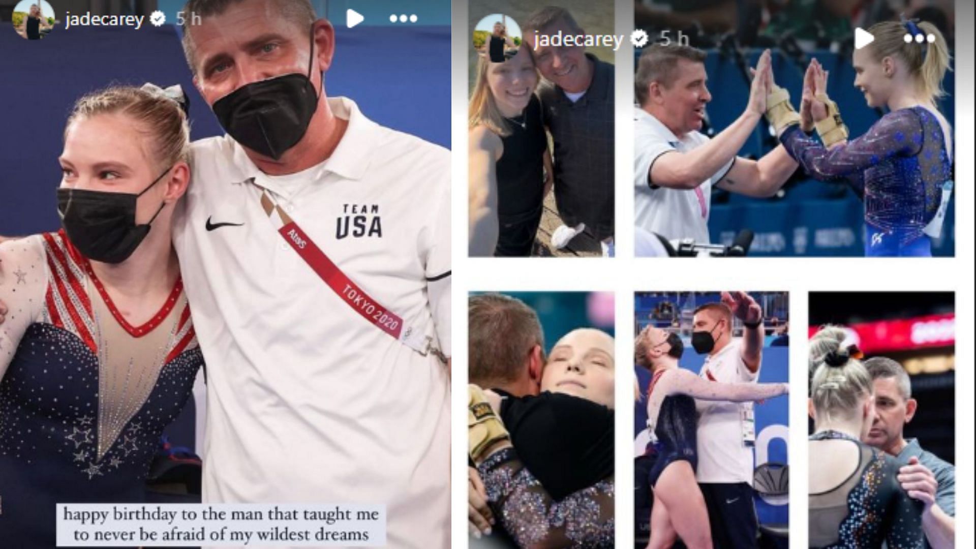 Screengrabs of Jade Carey&#039;s birthday tribute to father and coach Brian Carey [Source : Jade Carey&#039;s Instagram]