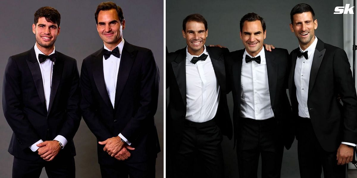 Roger Federer fixing Carlos Alcaraz