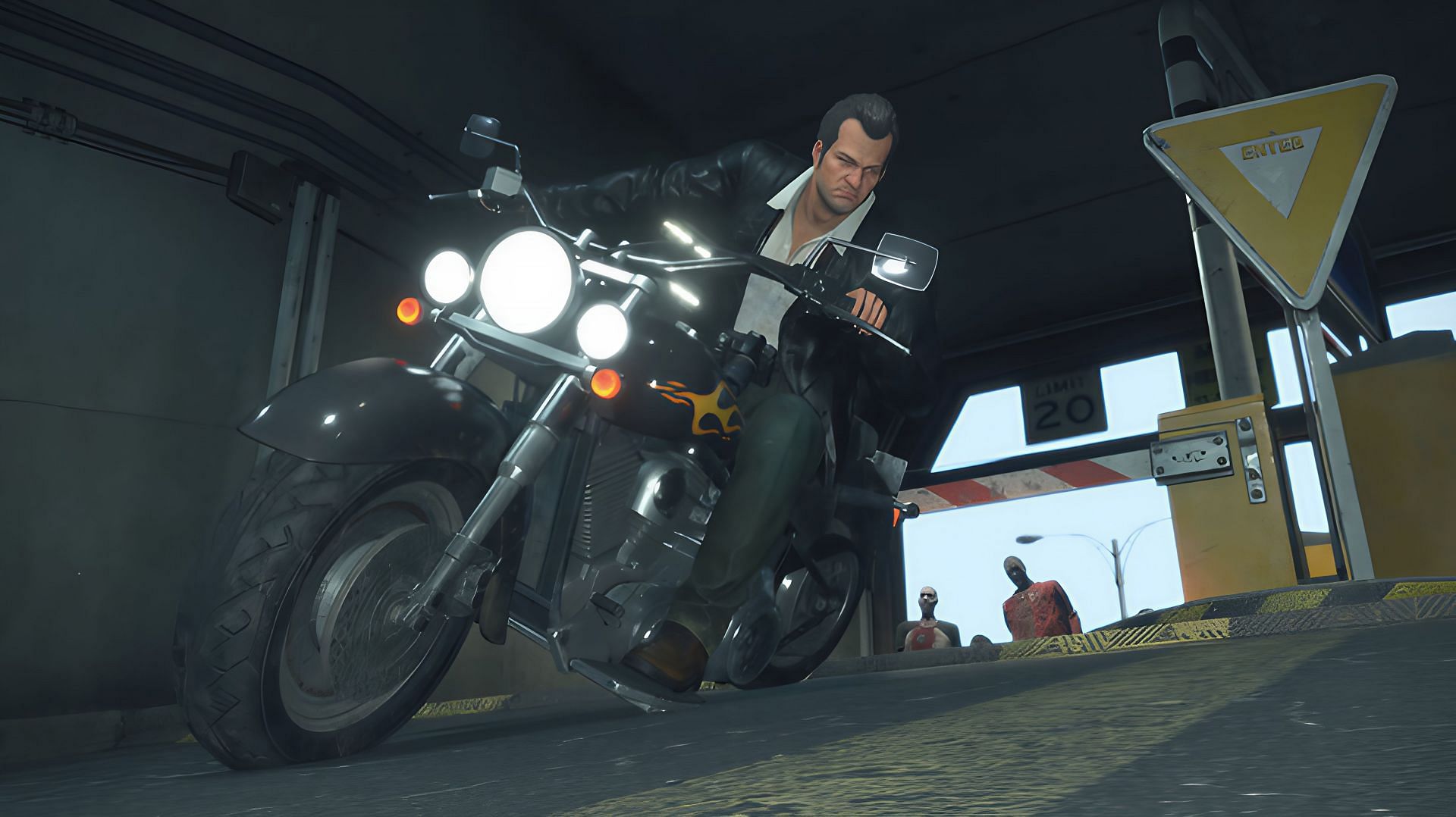 Frank West from Dead Rising Deluxe Remaster riding a bike (Image via Capcom)