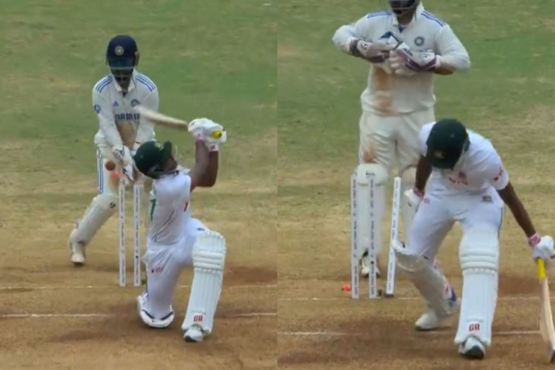 Ravindra Jadeja cleans up Hasan Mahmud for 7 (Image via X/@BCCI)