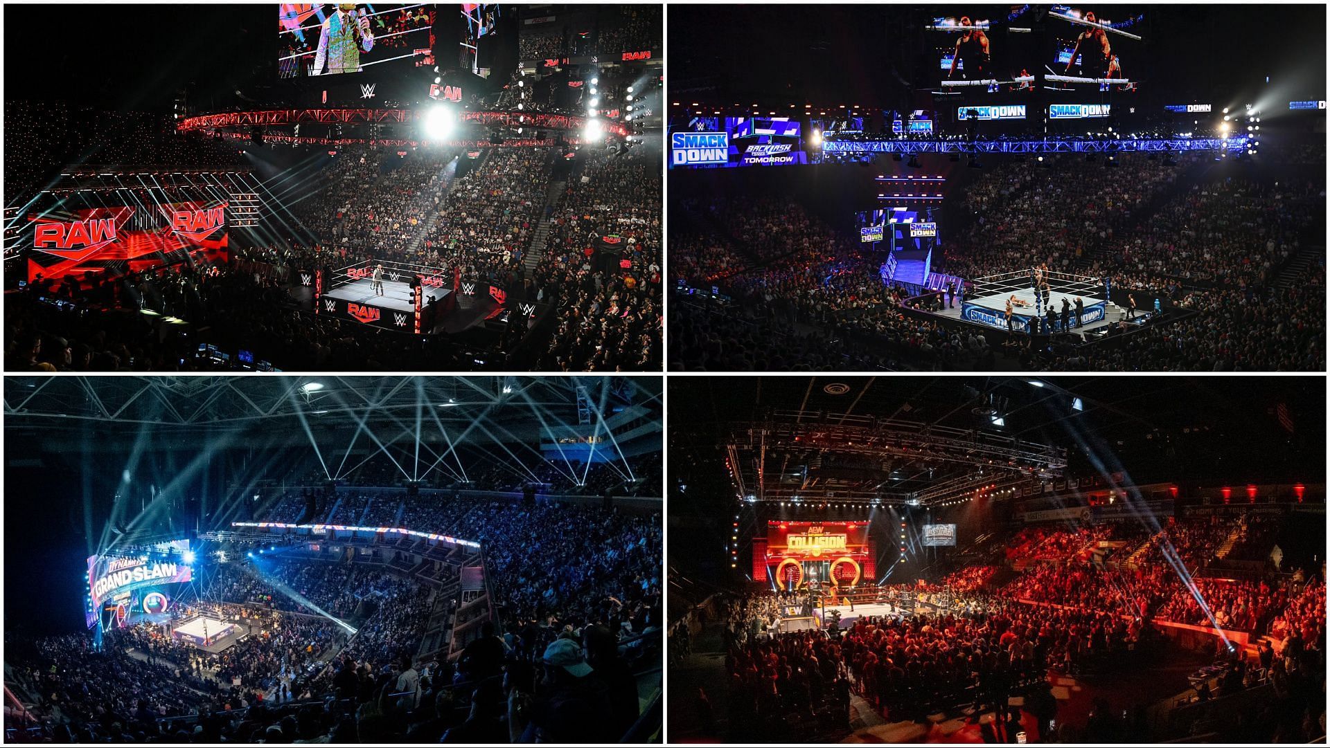 WWE and AEW wrestlers in action