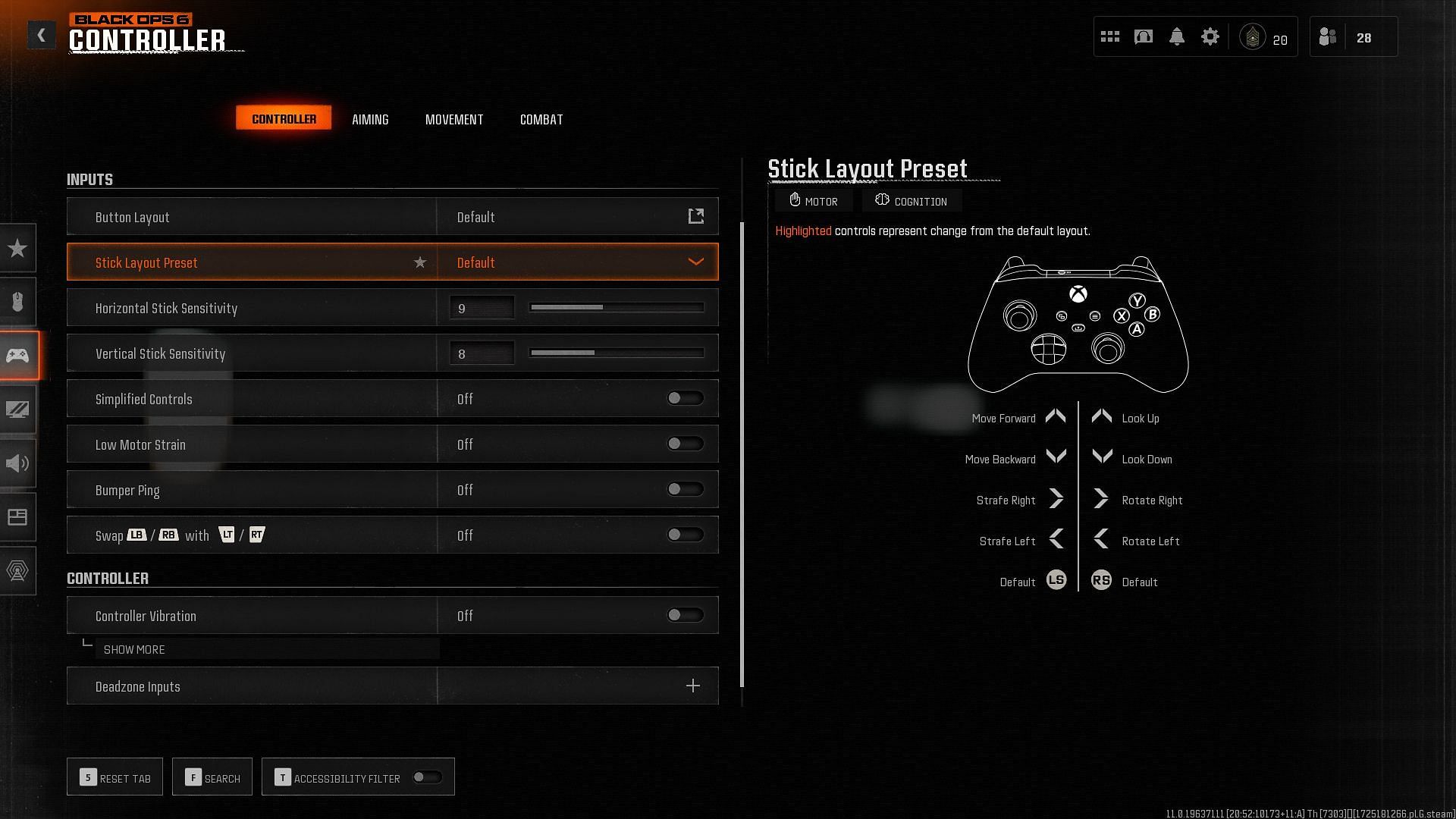 Black Ops 6 controller settings (Image via Activision)