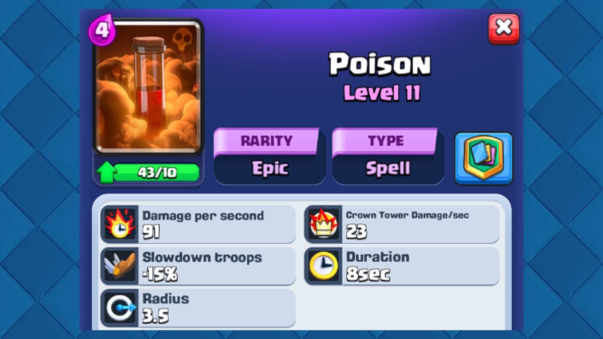 Poison Spell Card in Clash Royale (Image via Supercell)