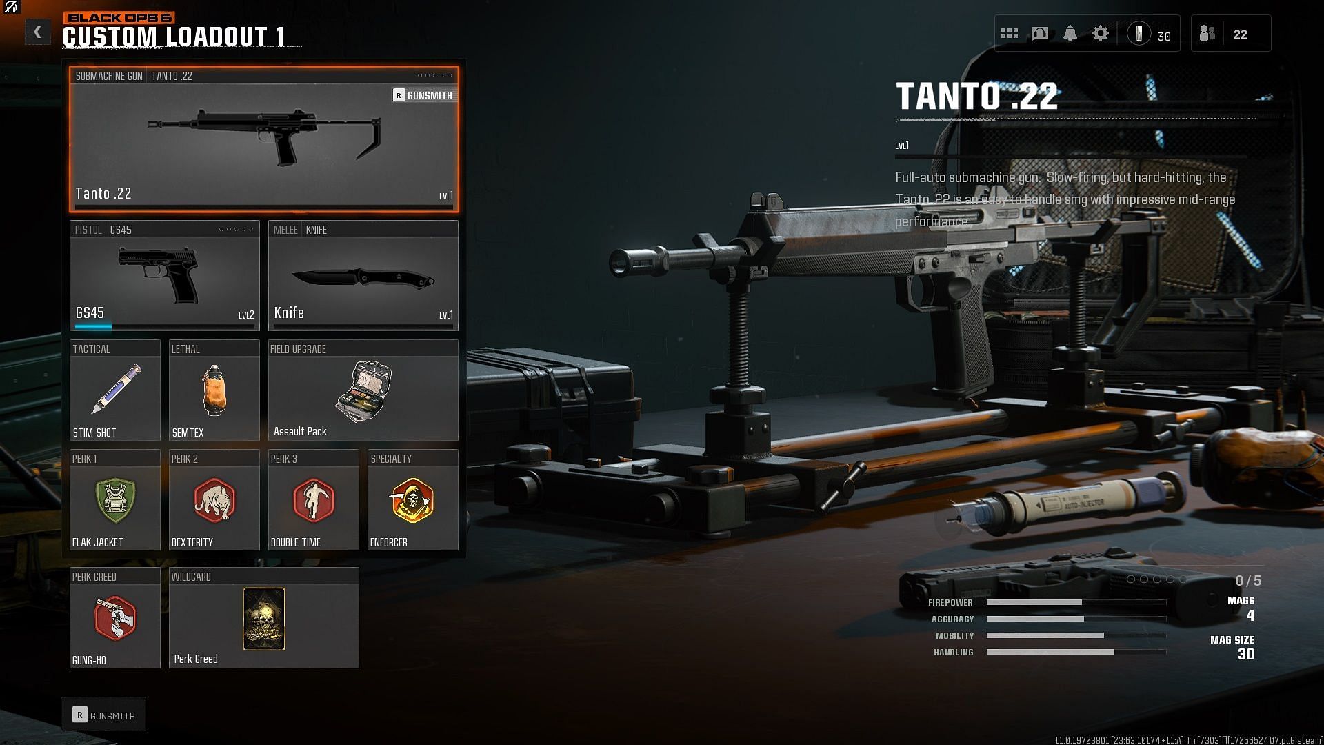 Exploring the best Perks and Wildcards for the Tanto .22 in Black Ops 6 Beta(Image via Activision)