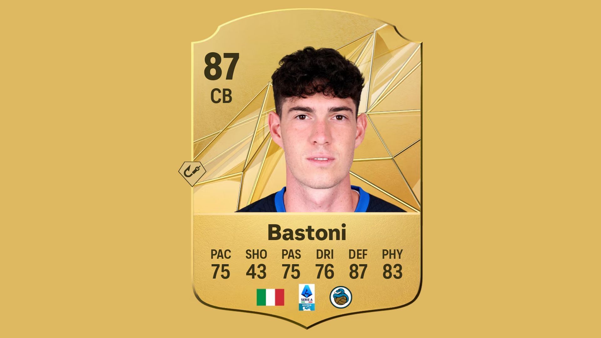 Alessandro Bastoni&#039;s player card in the game (Image via EA Sports)