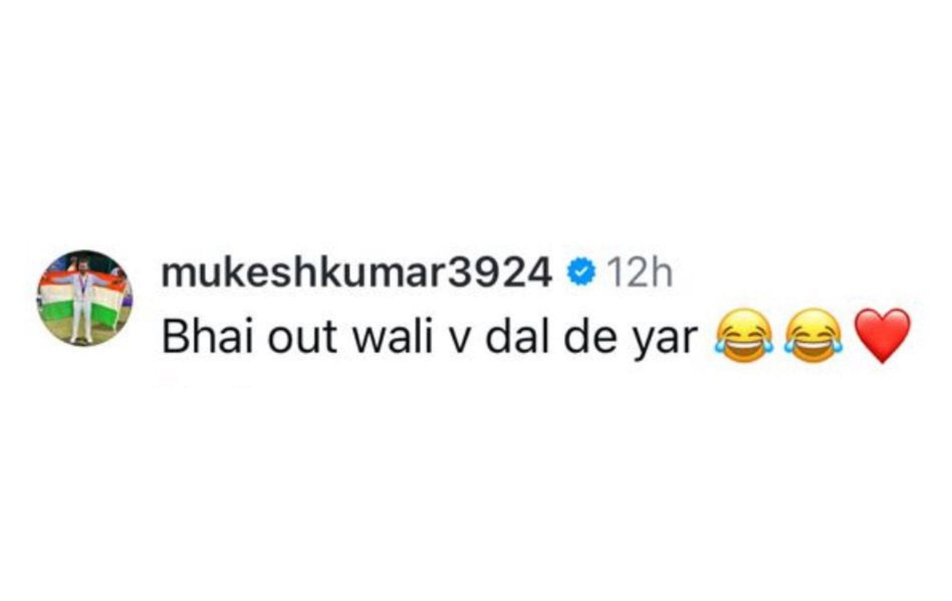 Screenshot of Mukesh Kumar's comment.