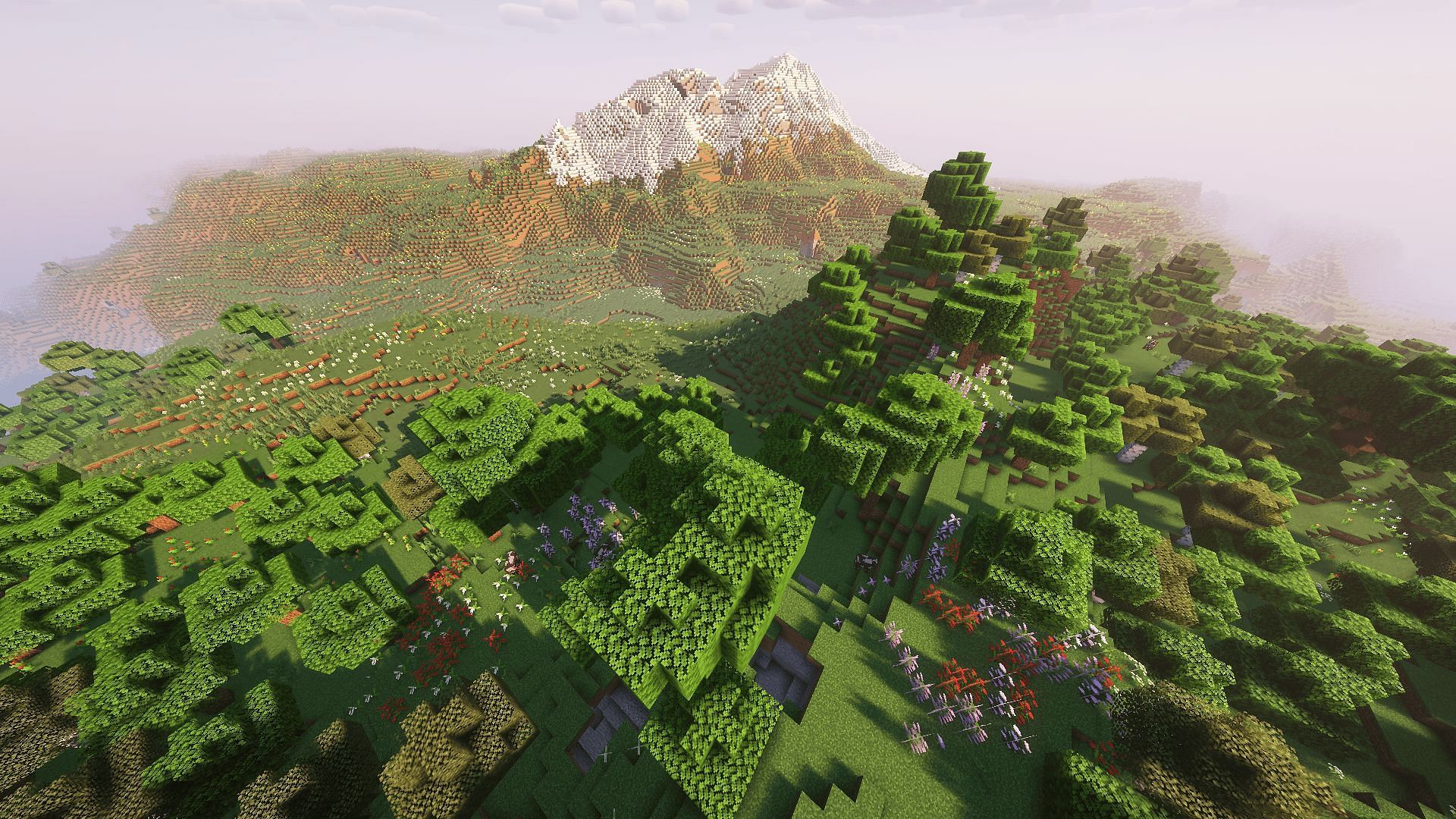 This Minecraft seed offers flowers in both forests and meadows (Image via Mojang)