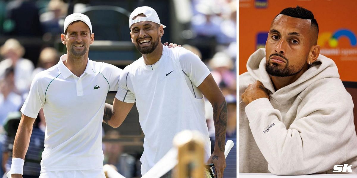 Nick Kyrgios spoke up about his off-court relationship with Novak Djokovic [Novak Djokovic and Nick Kyrgios (L), Nick Kyrgios (R), Source: Getty]