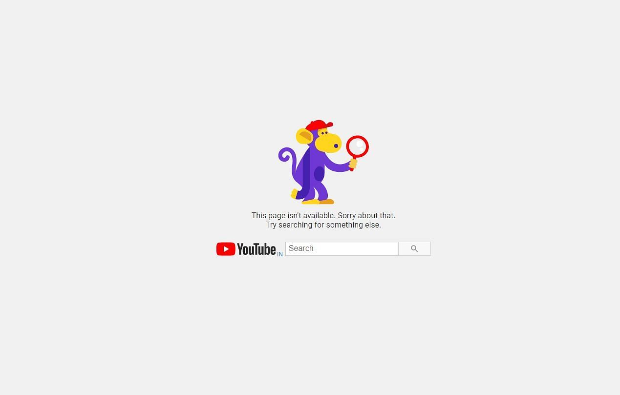 The &quot;404 channel not found&quot; error that pops up when viewers try to access the VTuber&#039;s page on YouTube (Image via ironmouseparty/YouTube)