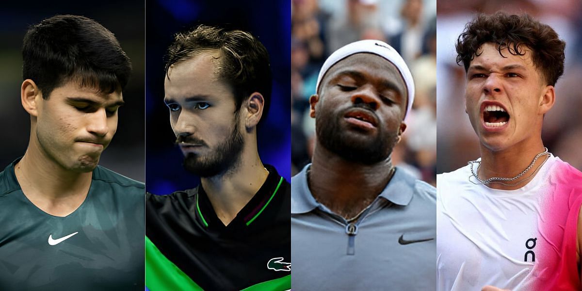 (Left to Right) Carlos Alcaraz, Daniil Medvedev, Frances Tiafoe, Ben Shelton (Source: Getty Images)