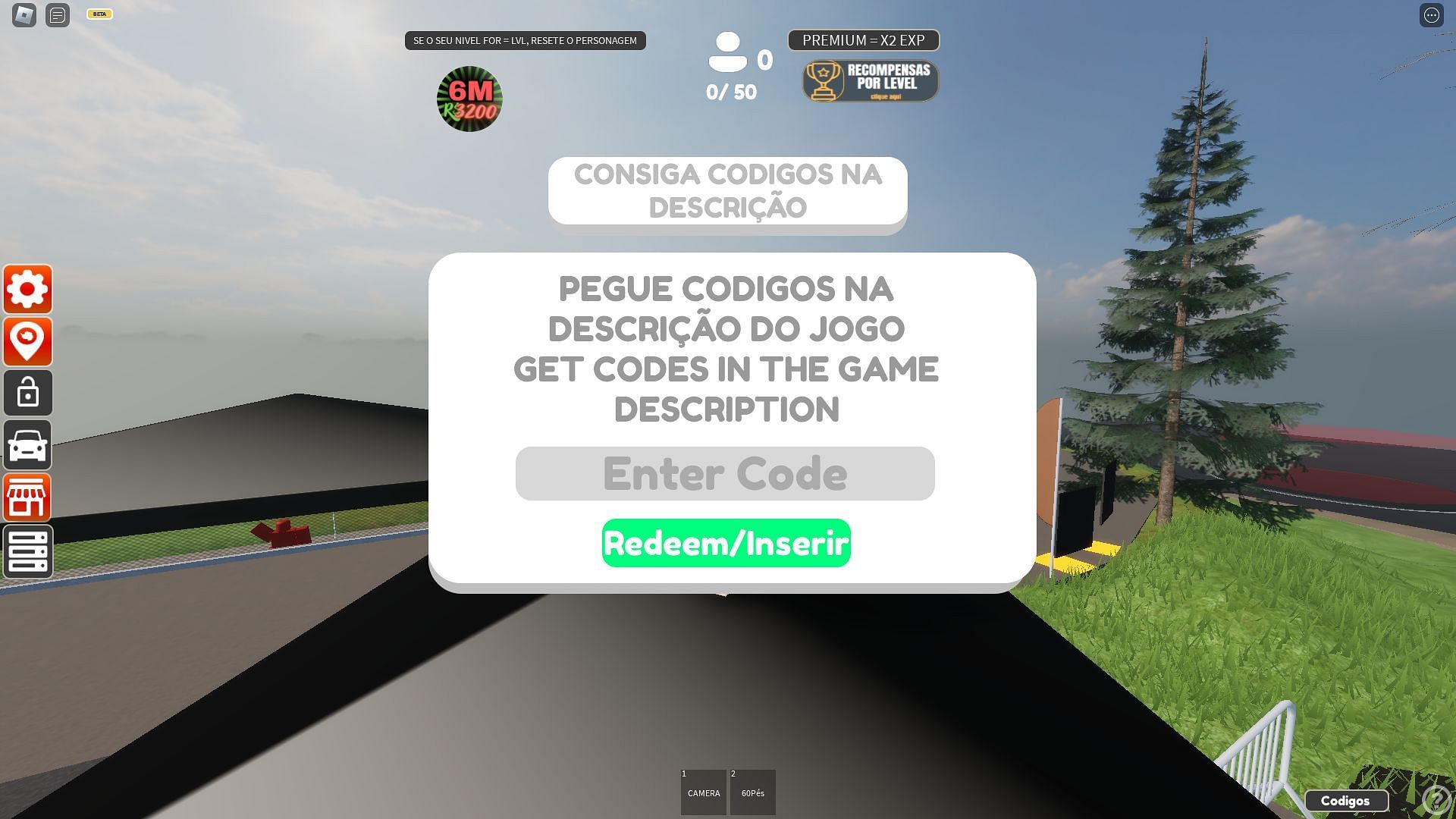 Redeem codes in DragBrasil (Image via Roblox)