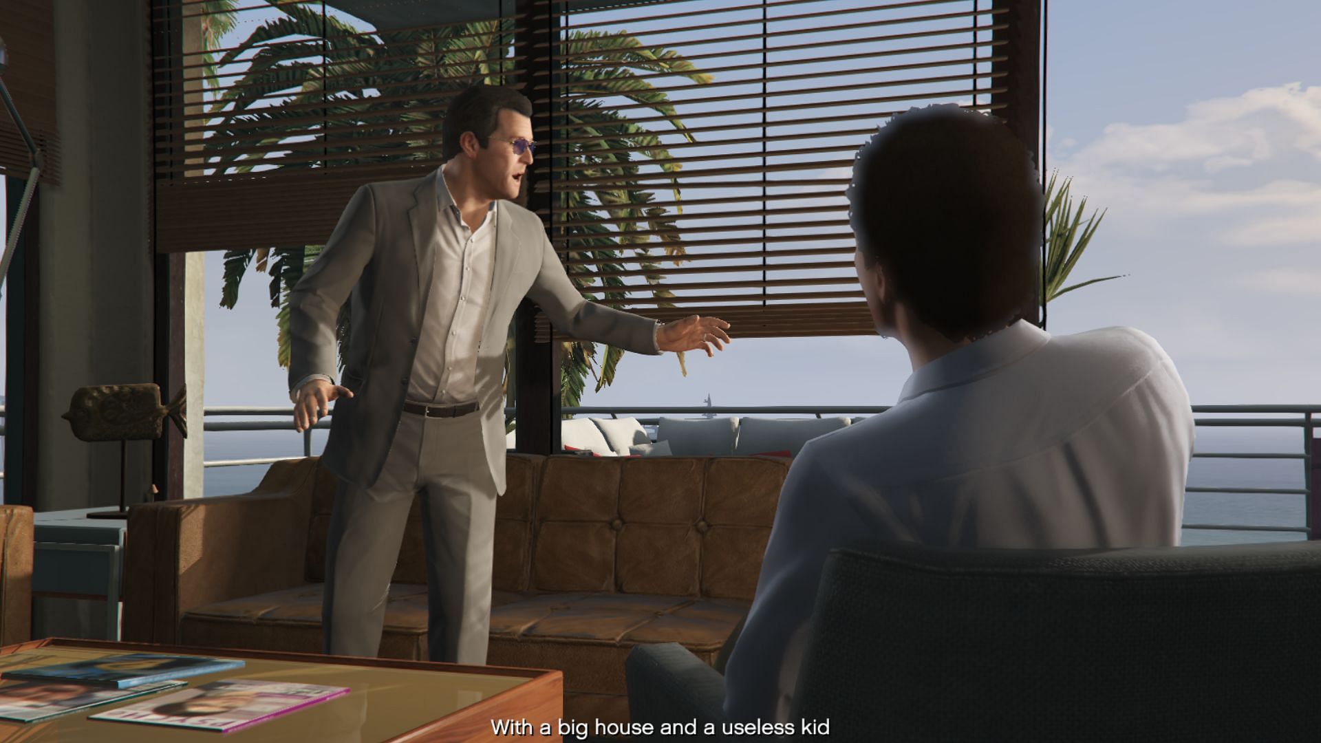 The Grand Theft Auto 5 gameplay does have a fair share of strong language use. (Image via Rockstar Games)