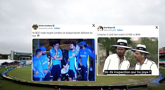 "Do din Test match rukwa diya so that people can discuss IPL retentions"- Top 10 funny memes as day 3 of 2nd IND vs BAN 2024 Test gets abandoned