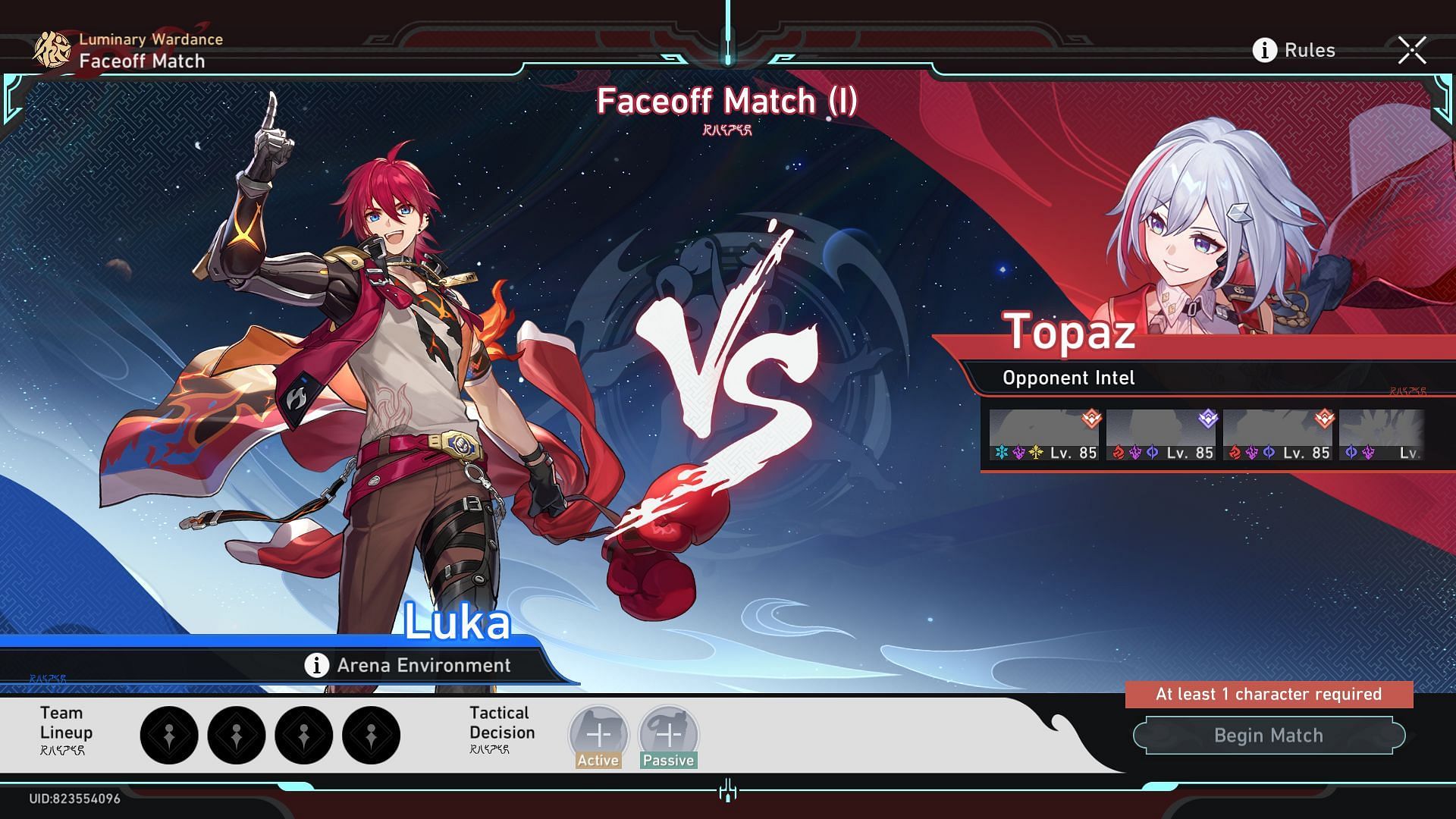 The first Faceoff Match (Image via HoYoverse)