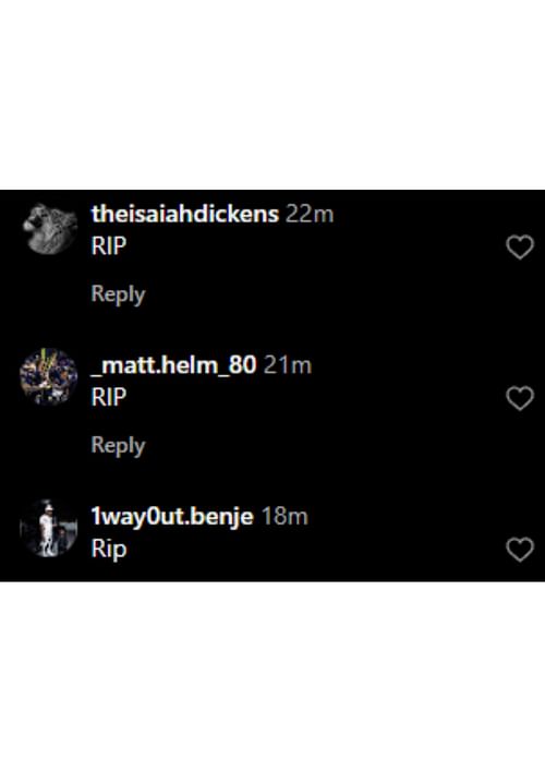 Fans on Instagram comment on Overton's death