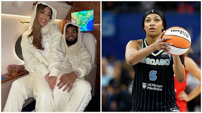Angel Reese reacts to Karl-Anthony Towns' girlfriend Jordyn Woods' photos in elegant brown outfit