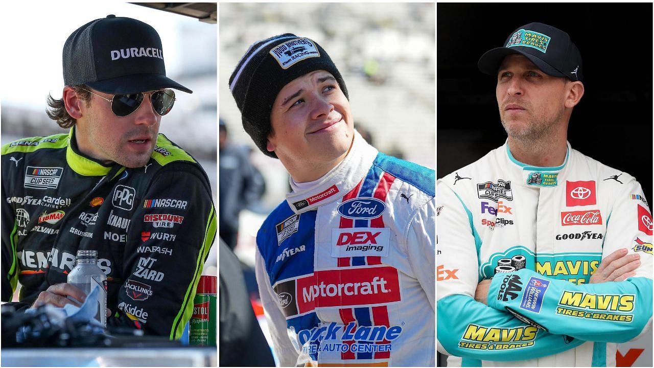 Ryan Blaney (L), Harrison Burton (R), and Denny Hamlin (R) (Source: Imagn) 