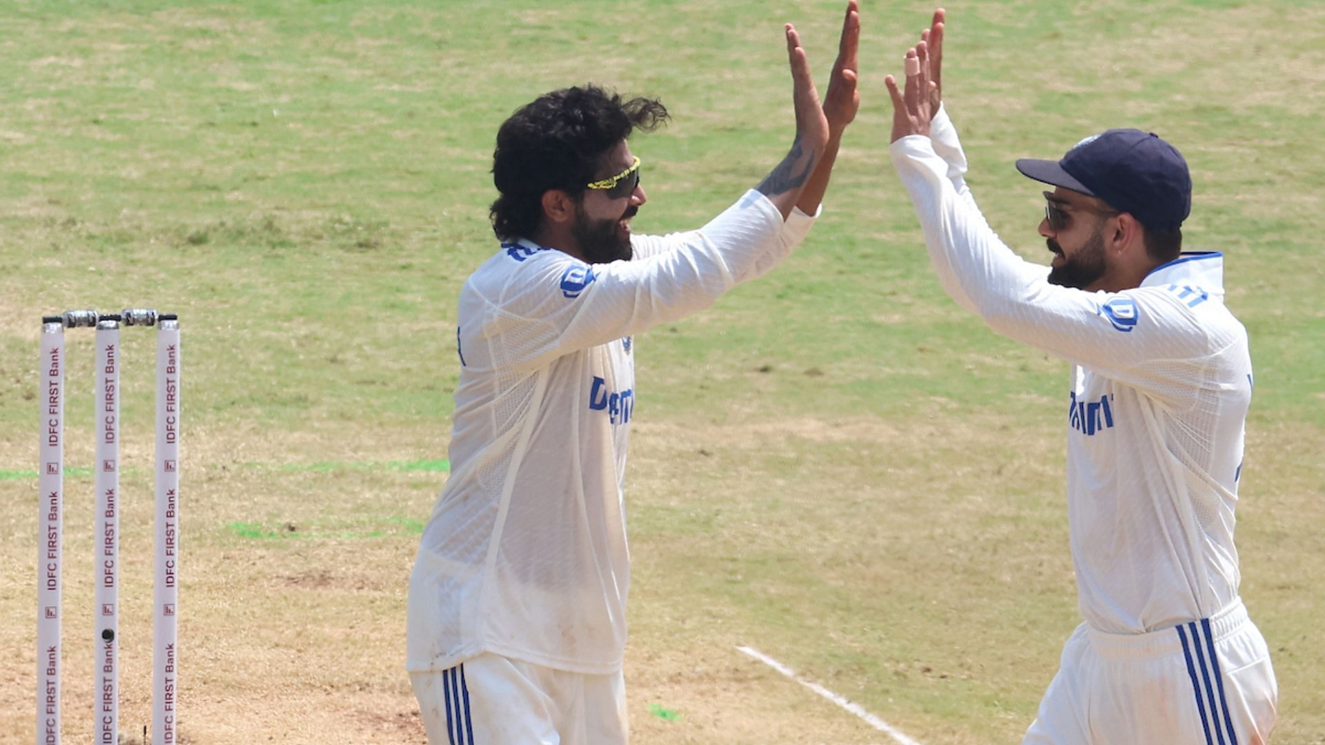 Jadeja celebrating the wicket of Litton Das (Image credits: BCCI on X)