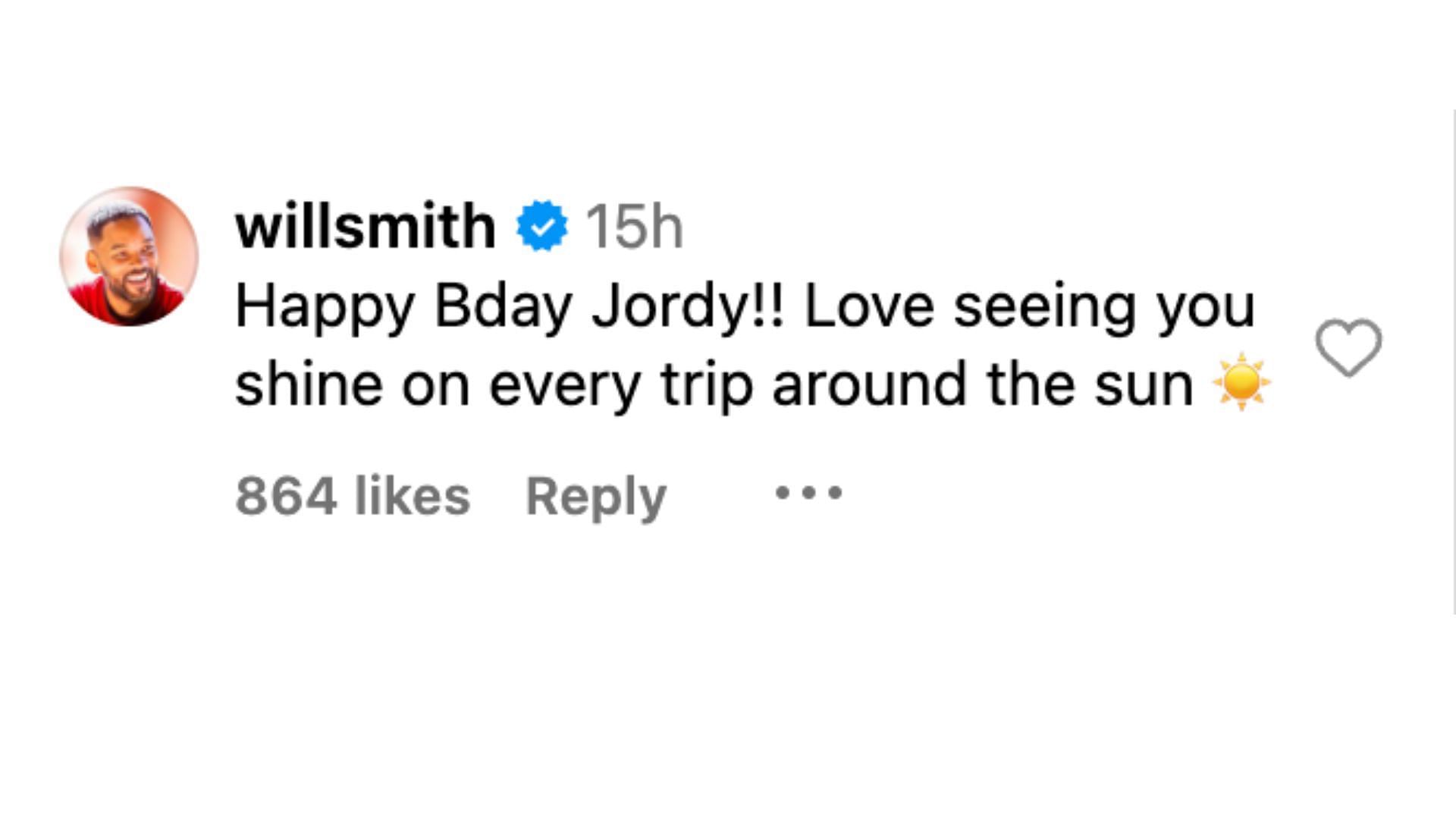 Will Smith wishes Woods on her 27th birthday. Photo Credit: J. Woods IG account