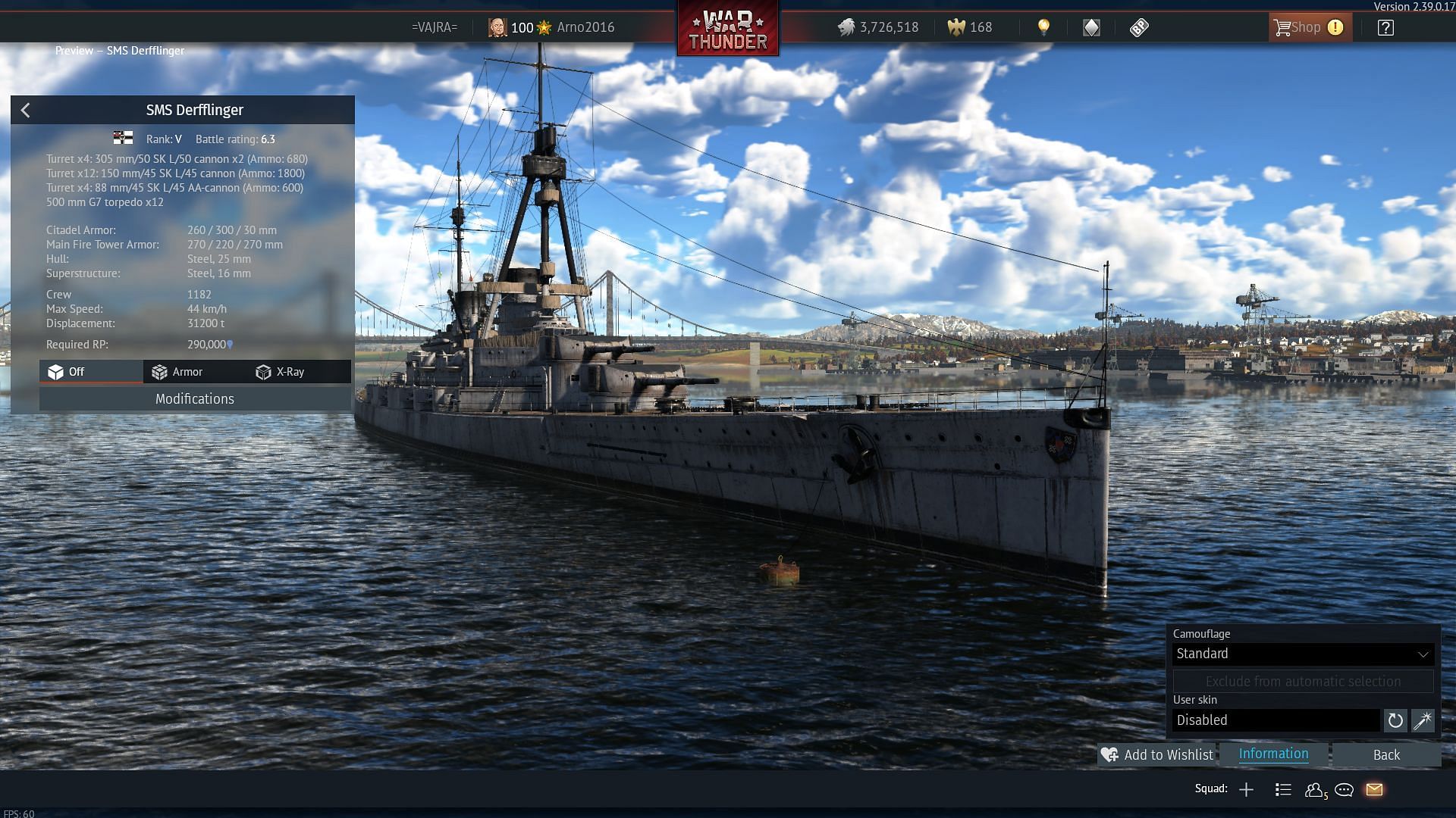 The SMS Derfflinger in War Thunder (Image via Gaijin Entertainment)