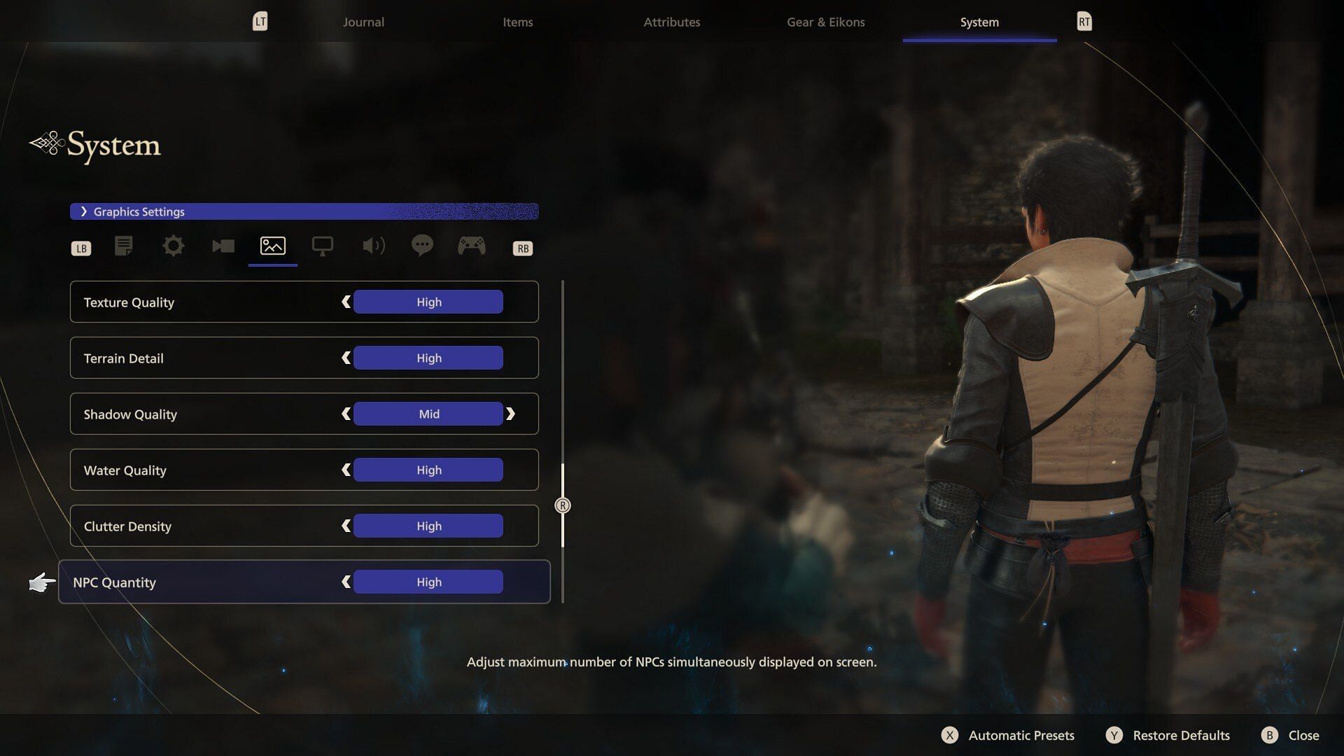 The recommended settings (Image via Square Enix)