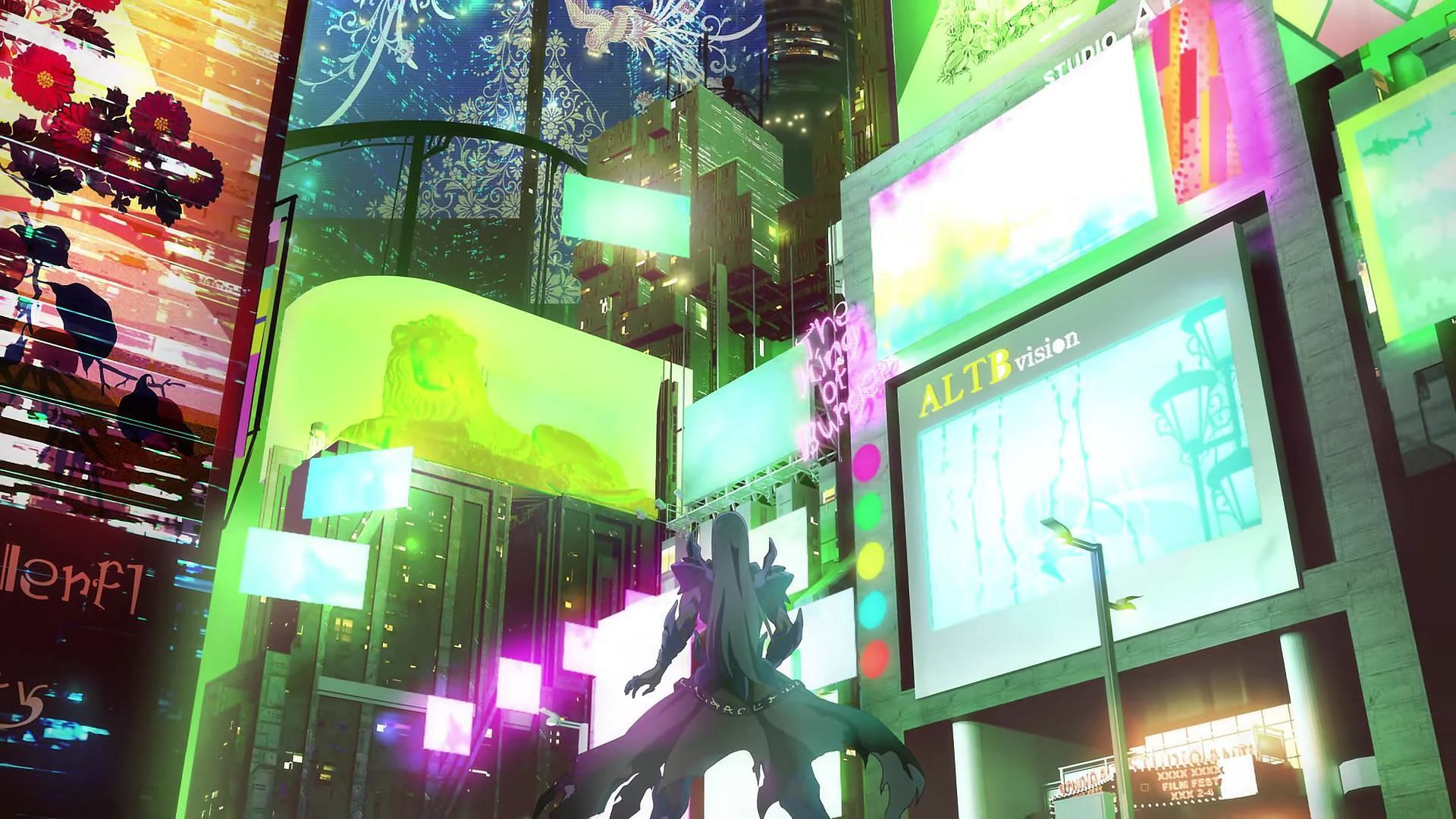 Demon Lord in the cyberpunk metropolis as seen in the PV (Image via J.C.Staff)