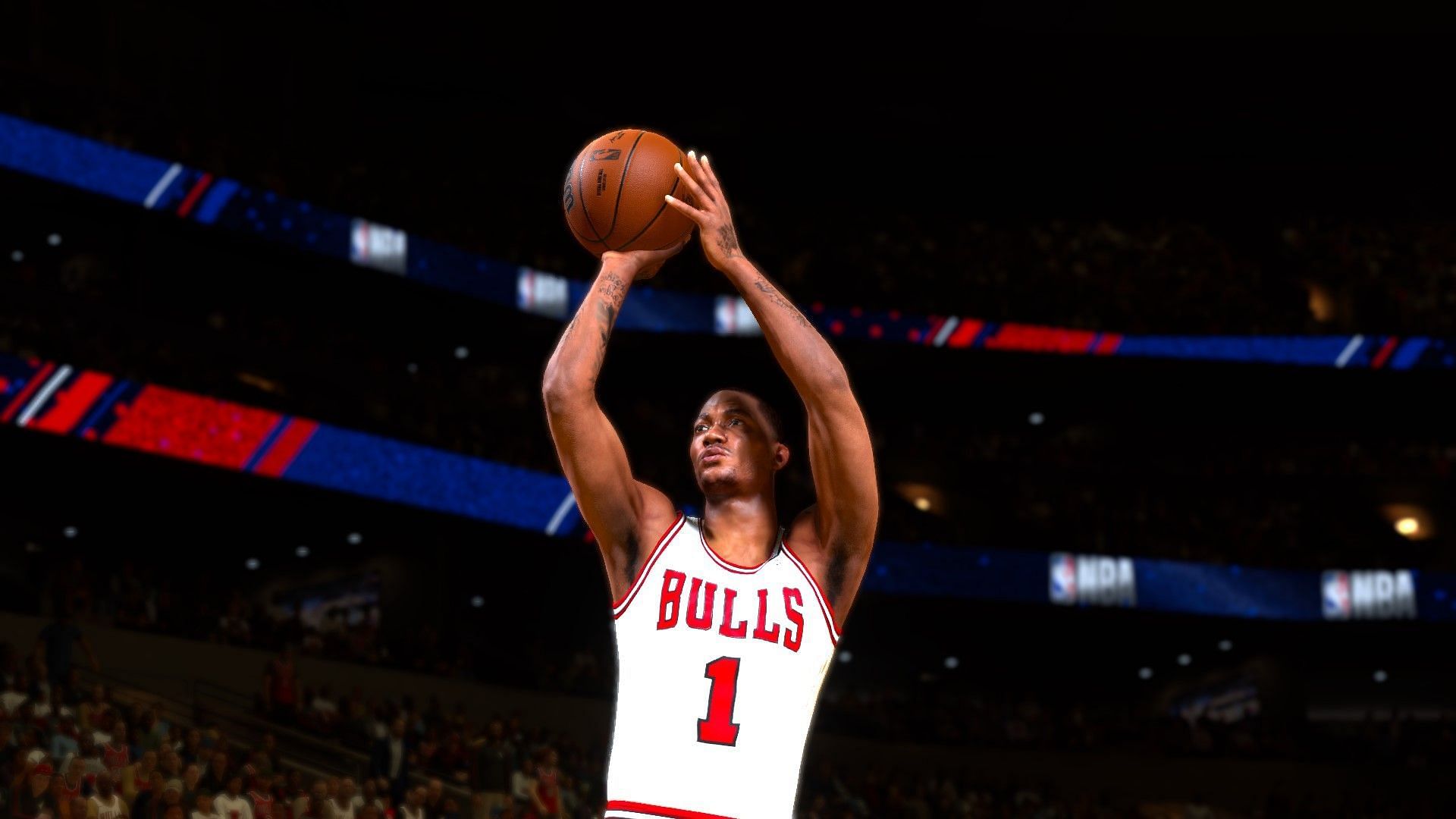 Rose attempts a shot for the All-Time Bulls (Image via 2K Games)