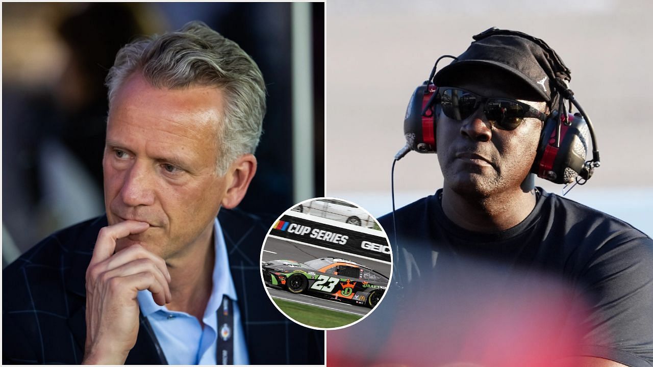 NASCAR President avoided commenting on 23XI Racing strong hold in charter deal. (Source - (L) &amp; (R) via IMAGN and (c) via Getty) 