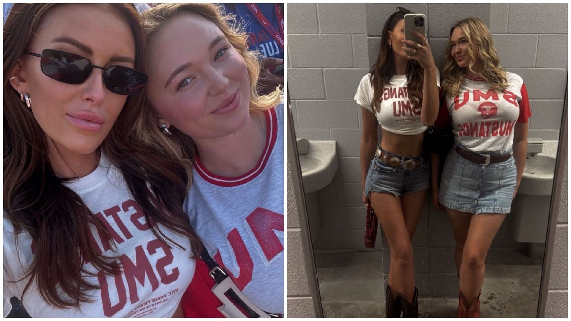 Paulina Gretzky and Emma Gretzky recently attended a SMU Mustangs college football game