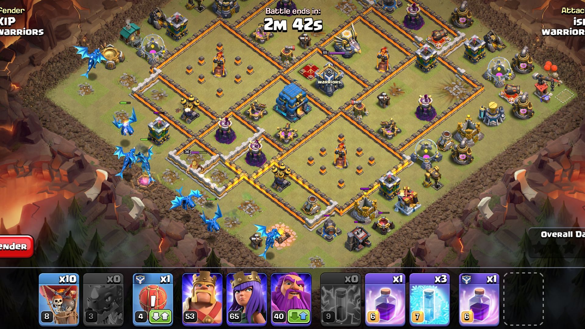 Use Lightning spells to take down two Air Defenses (Image via SuperCell)