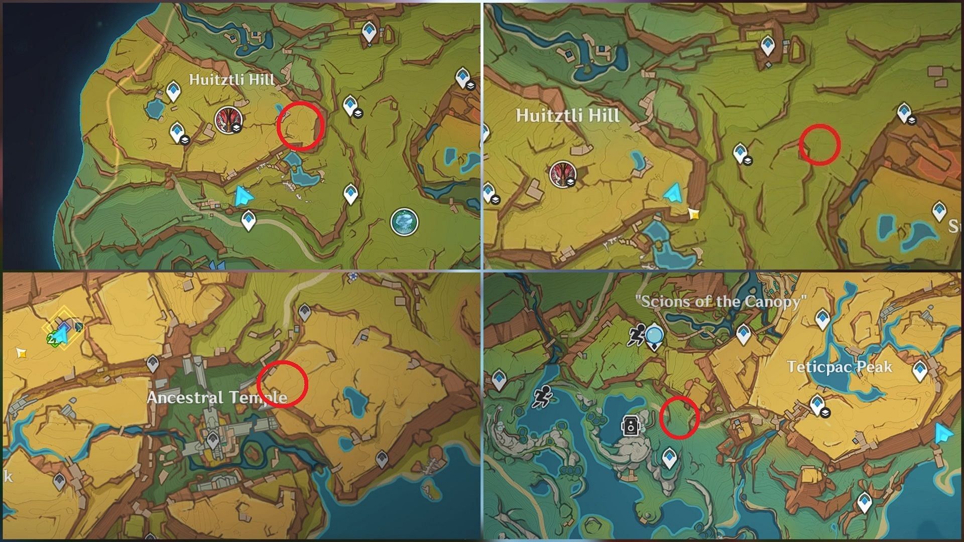 All four book locations (Image via HoYoverse)