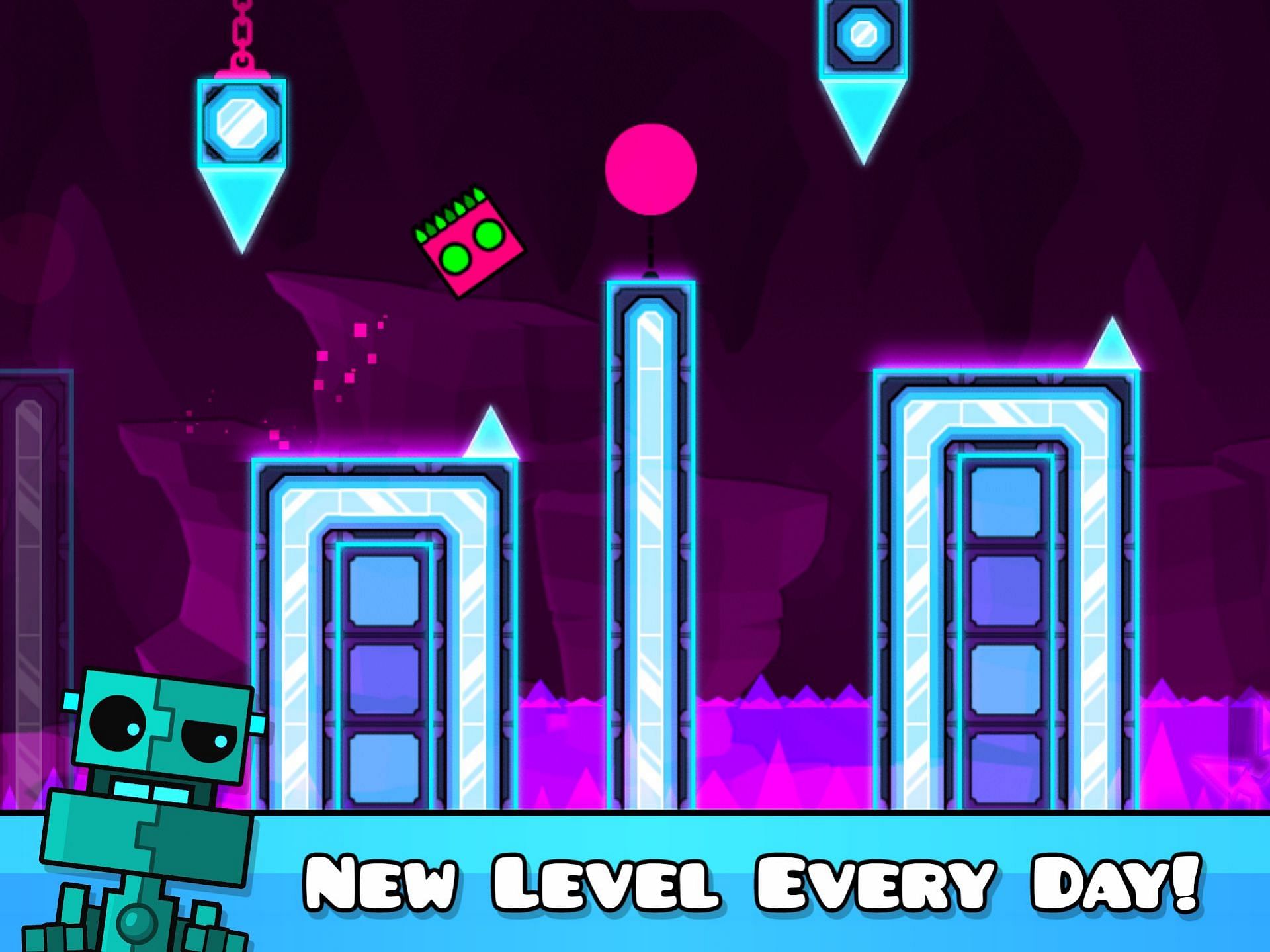 Players can fly rockets and flip gravity in Geometry Dash World. (Image via RobTop Games)