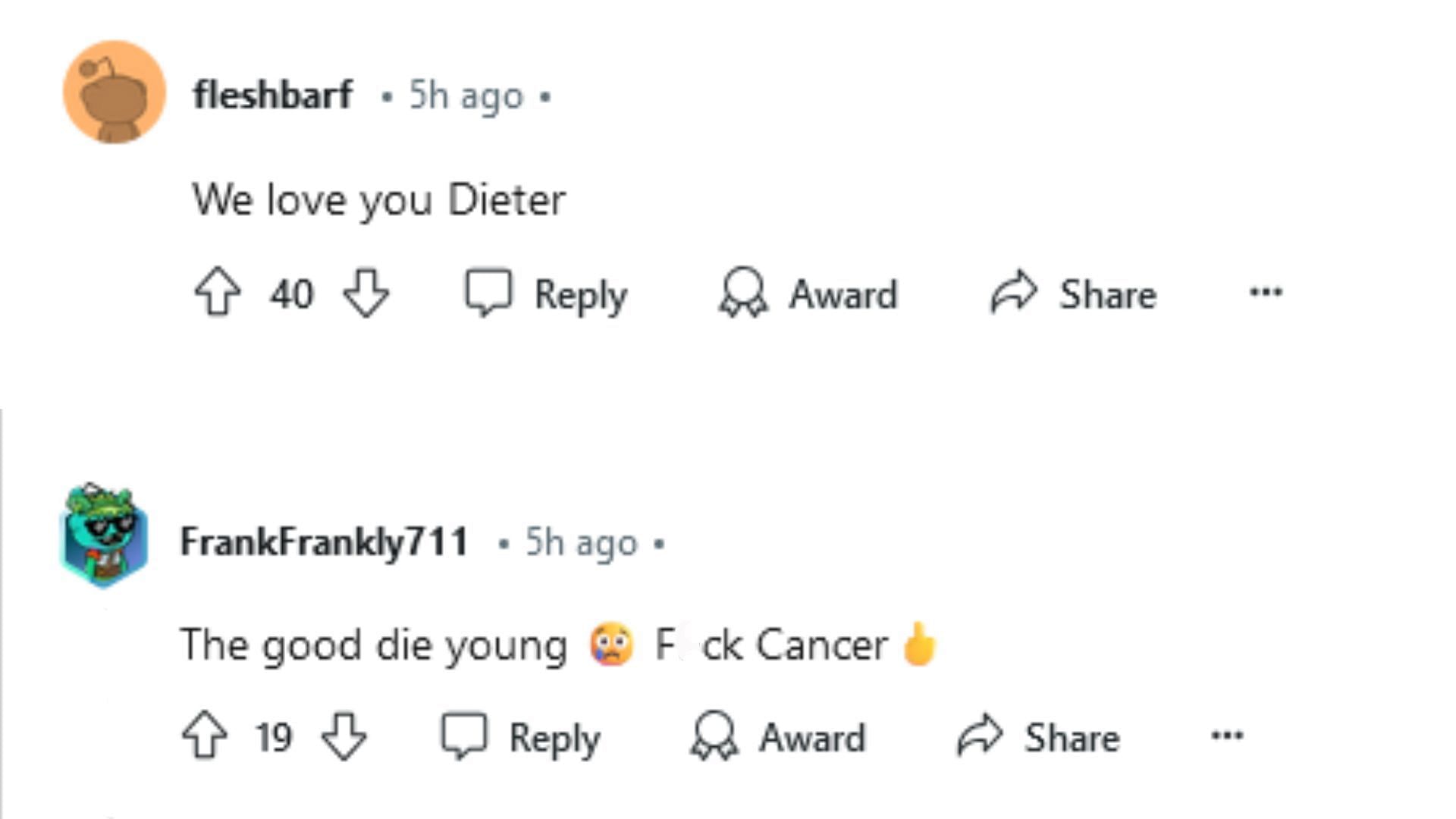 Netizens extended support to Dieter (Reddit / fleshbarf / FrankFrankly711)