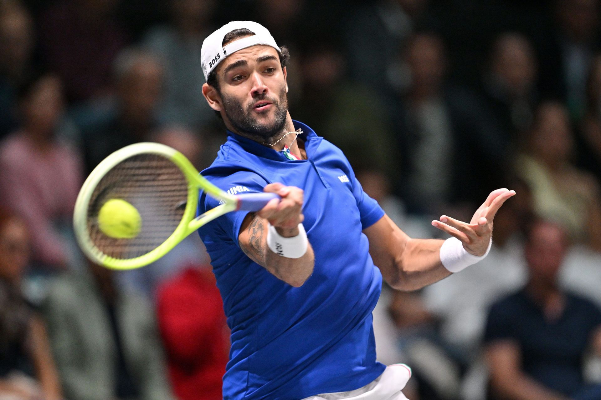 Matteo Berrettini in action for Italy at the 2024 Davis Cup Finals Group Stage (Picture: Getty)