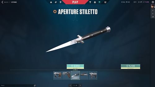 Aperture Stiletto Knife skin (Image via Riot Games)