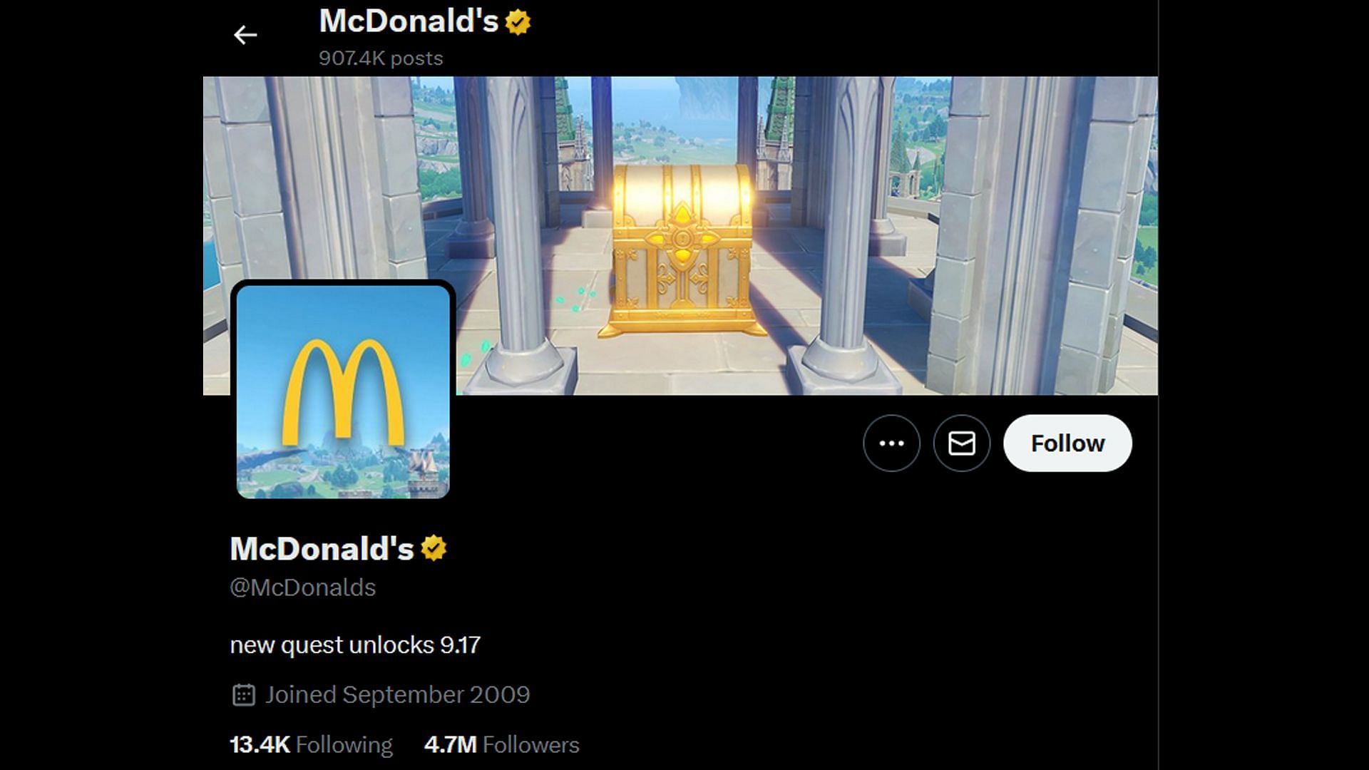 McDonald&#039;s have updated their profile pages on X and Facebook (Image via HoYoverse)