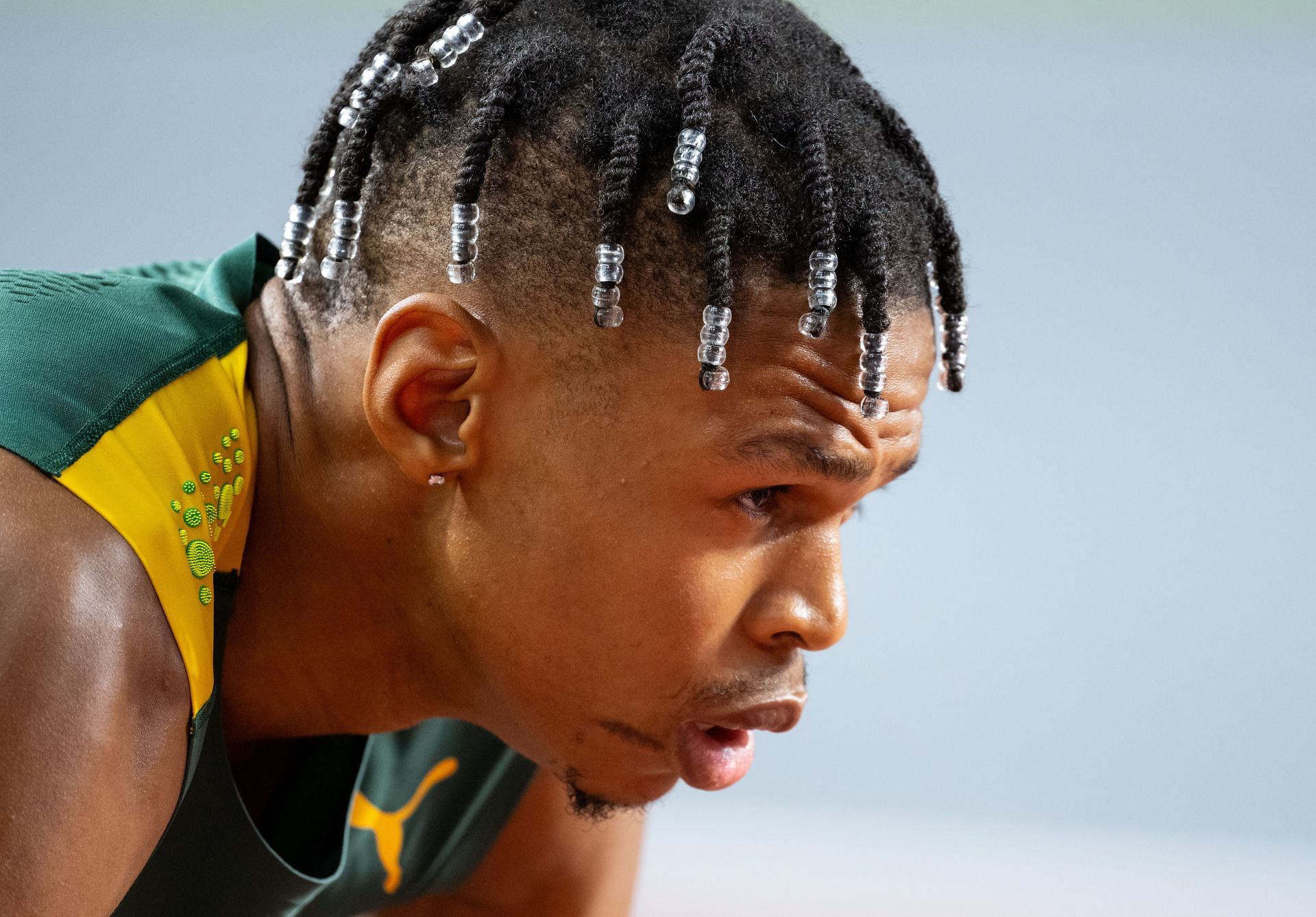 Ackeem Blake during 4 x 100m relay at 2023 World Championships in Budapest, Hungary. (Photo via Getty Images)