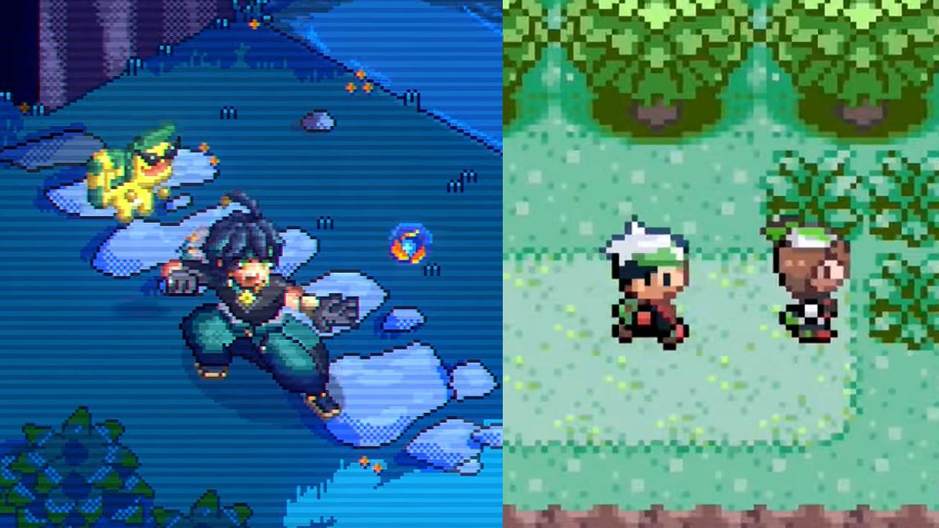 References to pixel-style JRPG games such as Pokemon and Final Fantasy Tactics can be found in Kinich&#039;s trailer (Image via HoYoverse/Nintendo, Game Freak and Creatures)