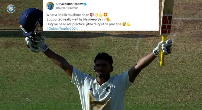 "Duty ke baad roz practice, jitna duty utna practice" - Suryakumar Yadav and fans react as Musheer Khan scores century in Duleep Trophy