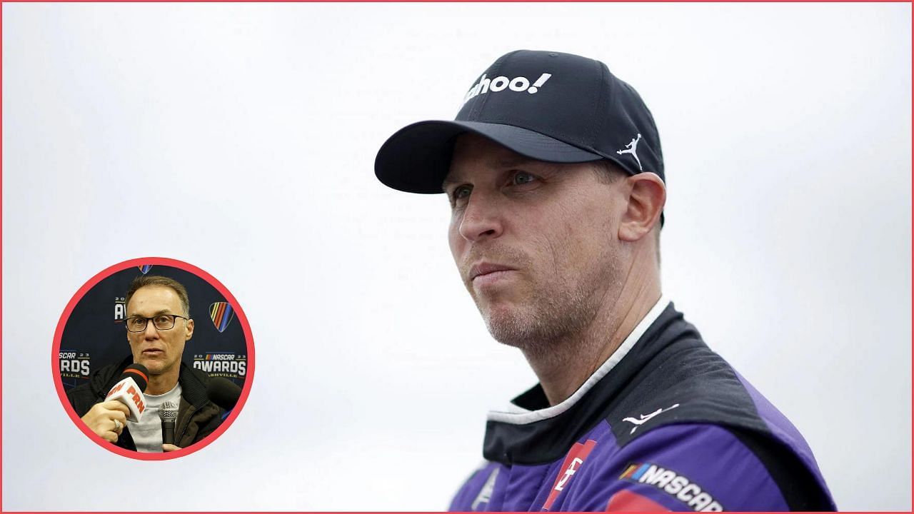 Denny Hamlin (foreground) and Kevin Harvick (circle). Credit: All images from Getty