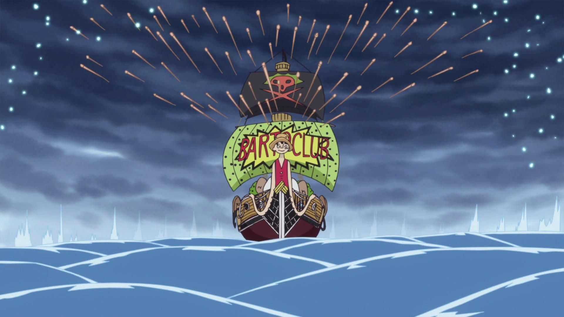 Bartolomeo&#039;s ship, the Going Luffy-senpai (Image via Toei Animation)