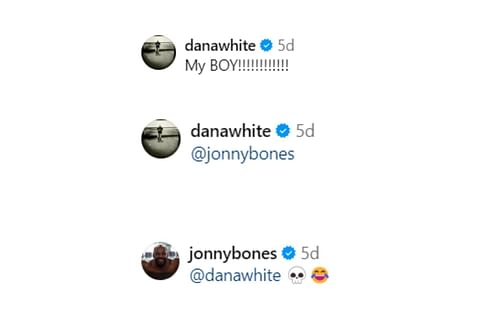 Dana White and Jon Jones laugh at a Tito Ortiz clip [Images courtesy: @falcongfx_ on Instagram]