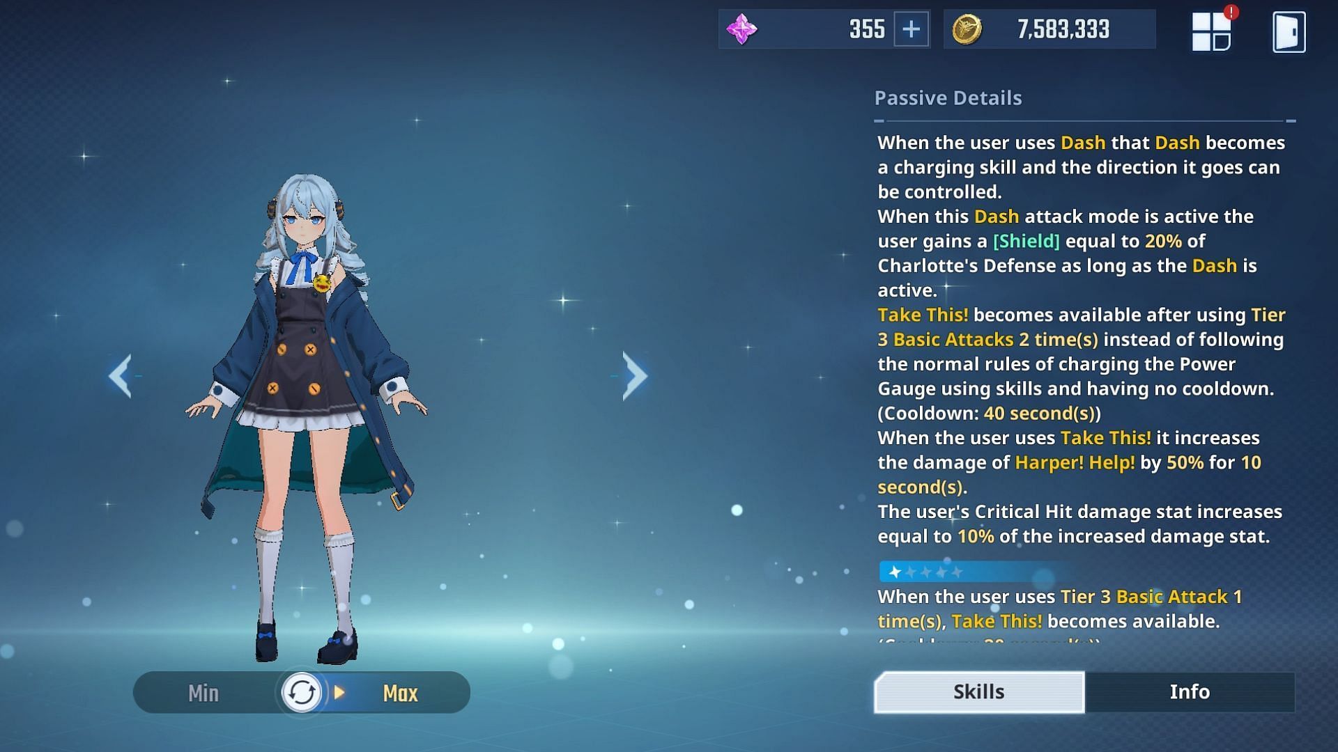 Charlotte&#039;s Passive effects. (Image via Netmarble)