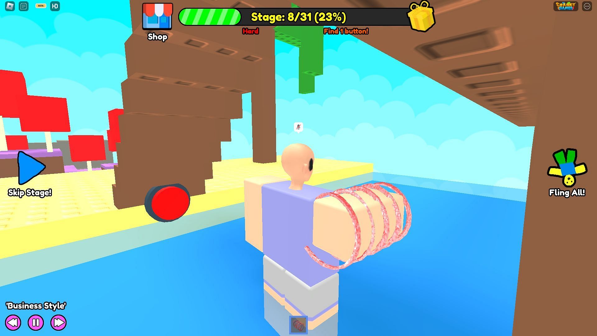 Gameplay screenshot from Find Buttons (Image via Roblox)