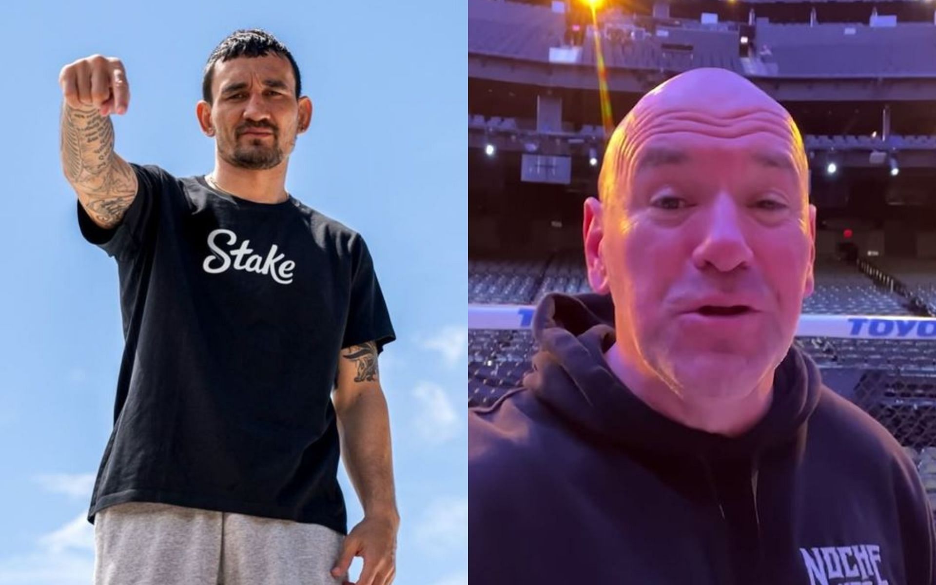 Max Holloway (right) spoke about how Dana White (right) prepared him for what