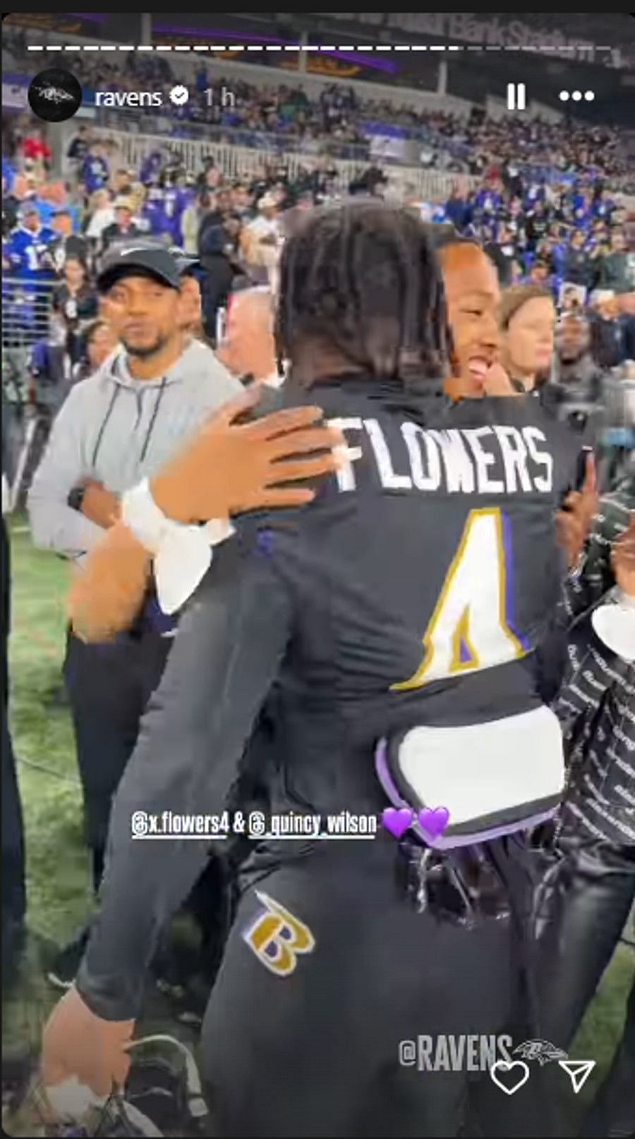 Screenshot of Baltimore Ravens&#039; Instagram story