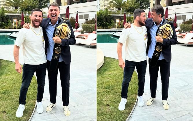In Photos: Merab Dvalishvili catches up with Georgian "soccer GOAT" Shota Arveladze