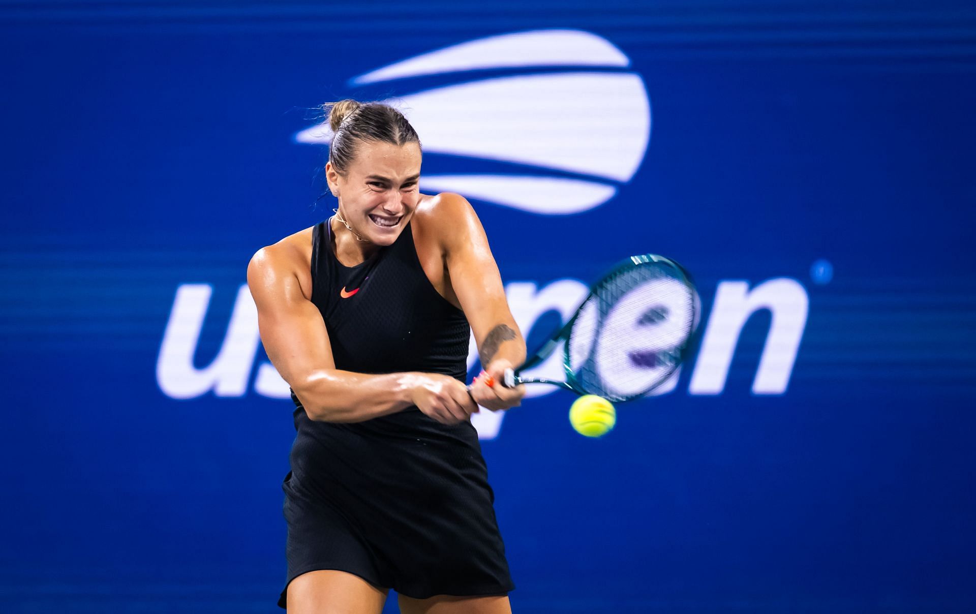 Aryna Sabalenka in action on day 9 at the 2024 US Open (Picture: Getty)